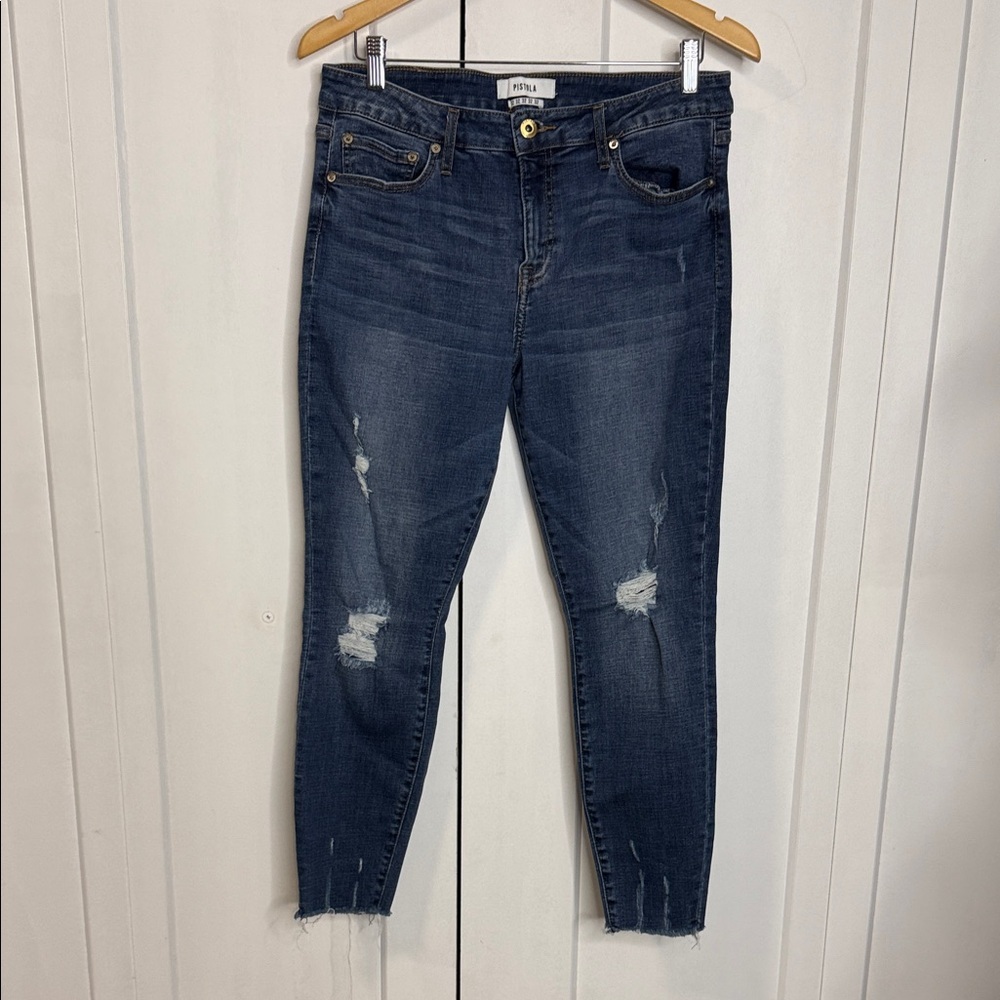 REVOLVE Pistola - 32 - Women's Dark Blue Distressed Ankle Jeans